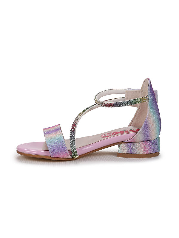 Yada Kum Simli Kız Bebek 2 Cm Topuklu Sandalet Abiye Ayakkabı - Görsel 5