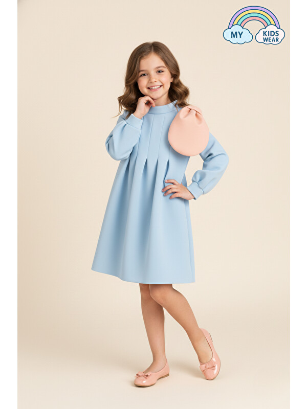 My Kids Wear Kız Çocuk Dökümlü Doğum Günü Elbisesi 3-10 Yaş 12237