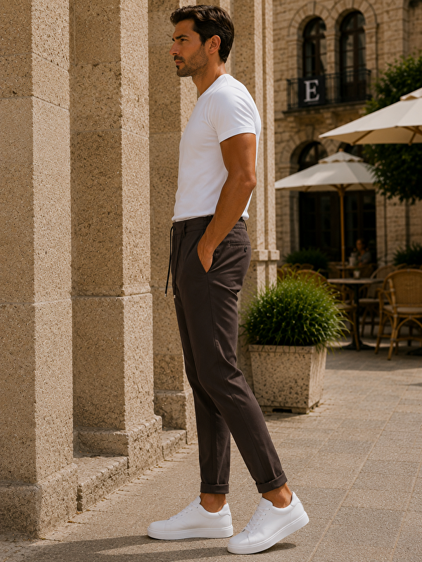 Danger Erkek Premium Poliamid Kumaş Comfor-Fit Jogger Kahverengi Pantolon - 252DNGR