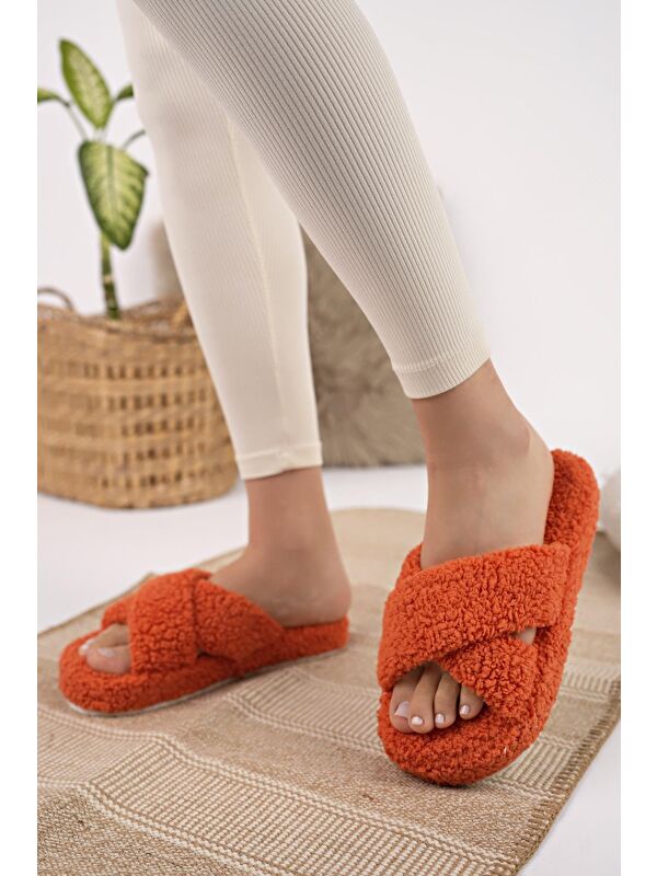 HAVLU Çapraz Kadın Ev Terliği Kışlık Terlik Ses Yapmaz - Görsel 3