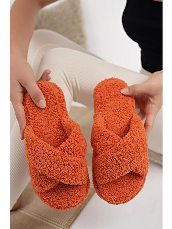 HAVLU Çapraz Kadın Ev Terliği Kışlık Terlik Ses Yapmaz - Görsel 4