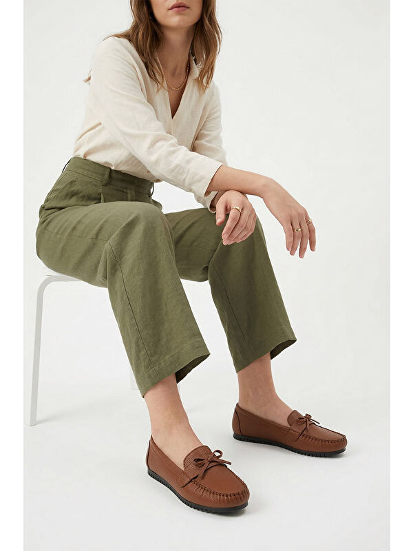 Gonderi(r) Kahverengi Gonderi(r) Taban Kadın Düz Fiyonklu Babet