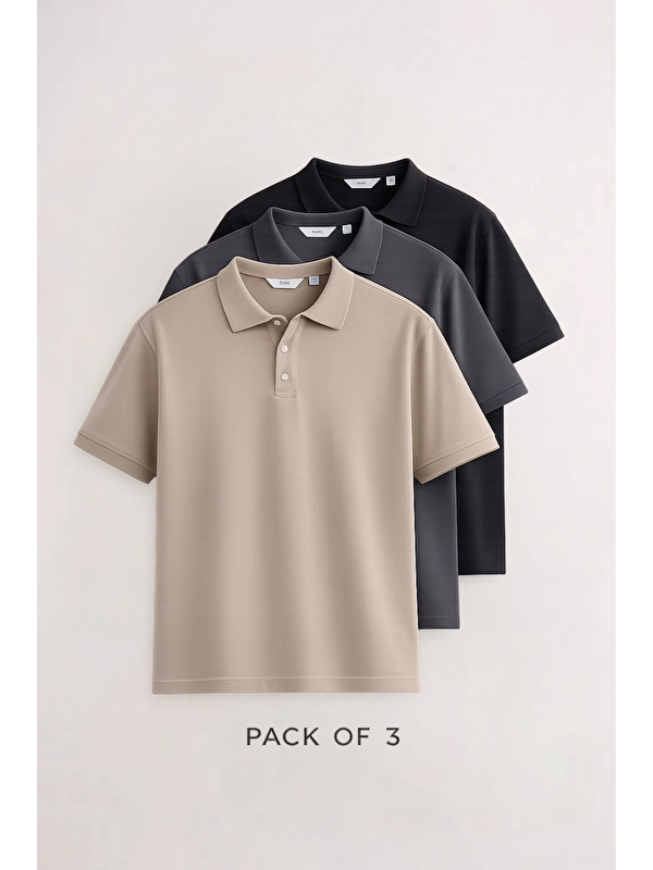 COMBINE Erkek Kısa Kollu Basic 3 Lü Polo Yaka Tişört