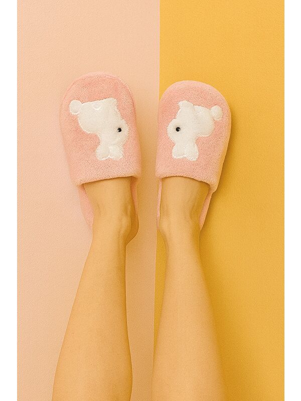 LAPINO Tavşanlı Kadın Ev Terliği Günlük Rahat Kışlık Terlik - Görsel 2