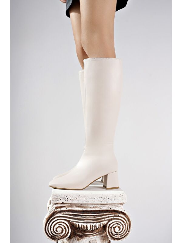 KAROLİNE Küt Burun Yandan Fermuarlı Topuklu Kadın Çizme - Görsel 6