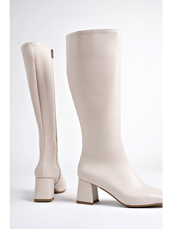 KAROLİNE Küt Burun Yandan Fermuarlı Topuklu Kadın Çizme - Görsel 9