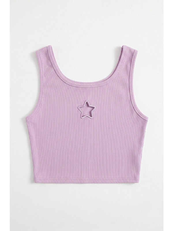 Le Mabelle Lila  Yıldız Nakışlı Fitilli Askılı Kız Çocuk Crop Bluz - Cindy