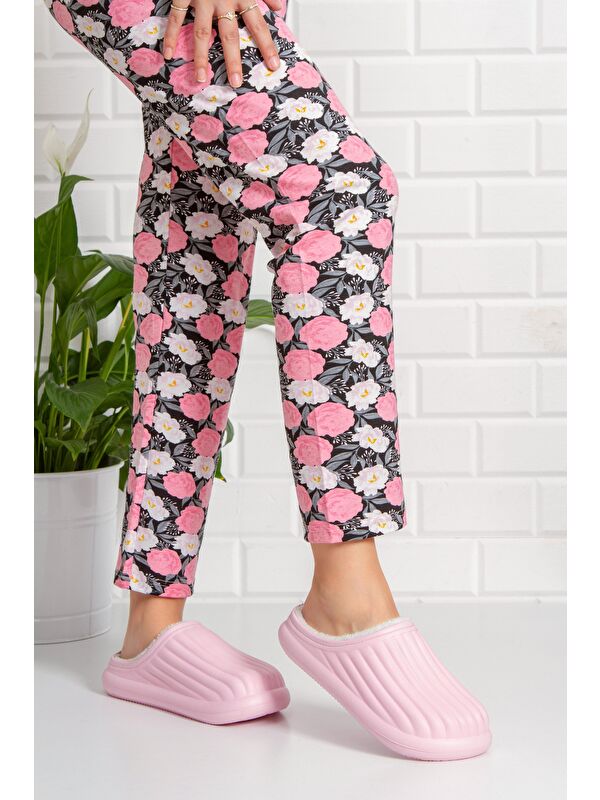 FLORA Kapalı İçi Yünlü Unisex Ev Terliği Kışlık Terlik Su Geçirmez - Görsel 3