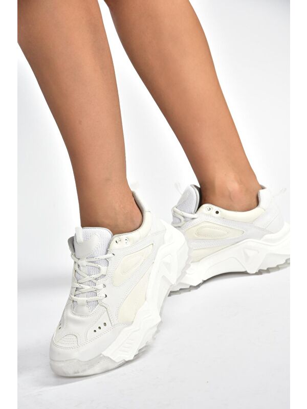 Beyaz Kadın Sneakers V312611809 - Görsel 5