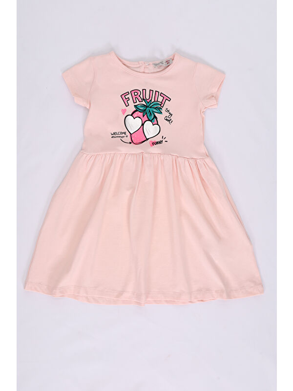Toontoykids Kız Bebek Fruit Yazılı Çilek Baskılı Elbise