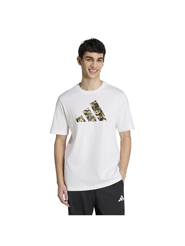 Adidas Panda Chill Camo Erkek Beyaz Yuvarlak Yaka Tişört