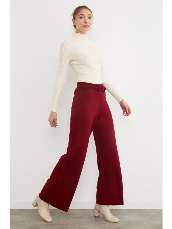 Fullamoda Beli Lastikli Palazzo Triko Pantolon