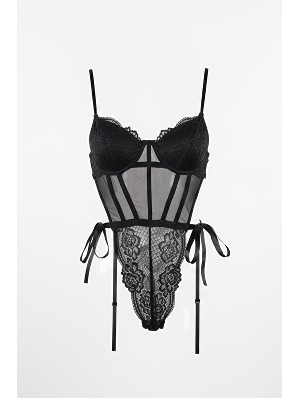 C&City Transparan Bodysuit Siyah