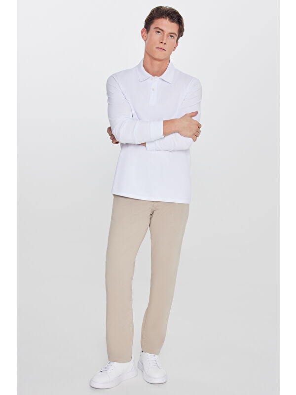 Altınyıldız Classics Erkek Bej Pamuklu Slim Fit Dar Kesim Yan Cep Casual Pantolon