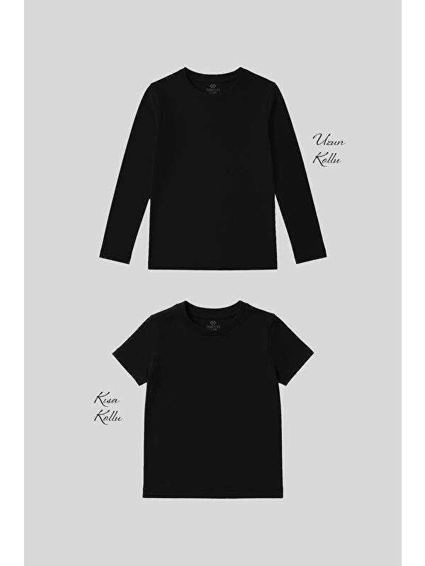 Tommylife Standart Fit Basic O Yaka 2li Paket Siyah Unisex Çocuk T-Shirt