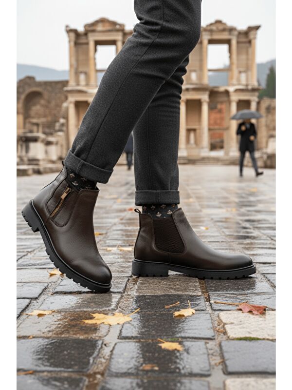 LUXOR Hakiki Deri Fermuarlı Erkek Kışlık Bot - Görsel 5