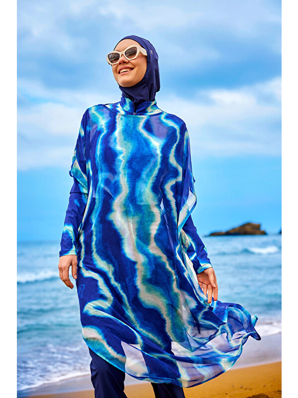 Marina Lacivert Pareo Kaftan P2513-2