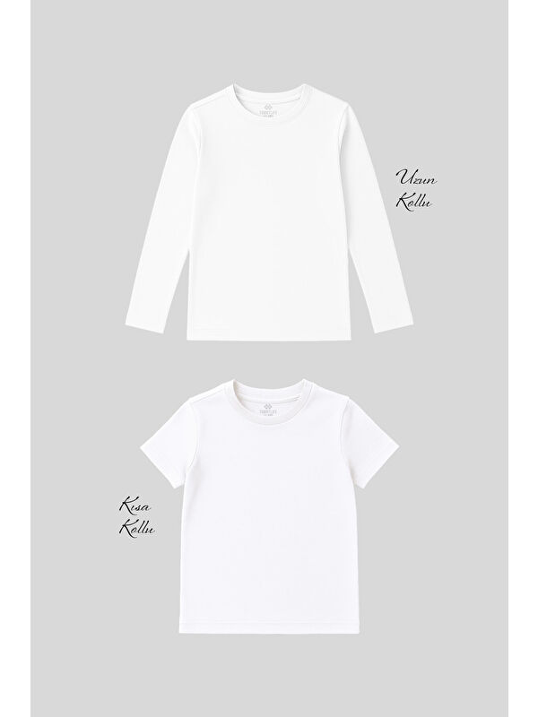 Tommylife Standart Fit Basic O Yaka 2li Paket Beyaz Unisex Çocuk T-Shirt