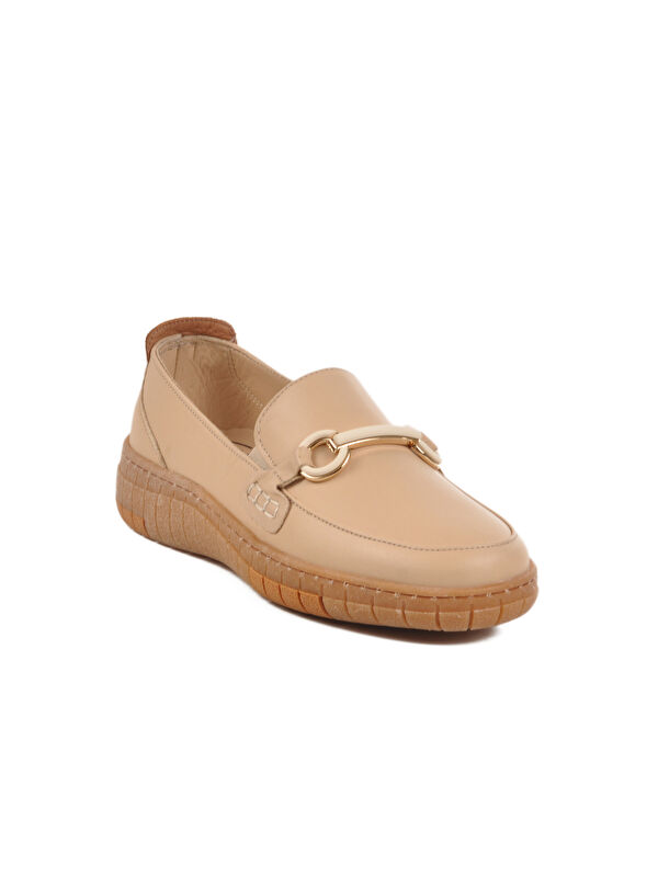 Bej Hakiki Deri Anatomik Kadın Casual Ayakkabı Z078 Z - Görsel 4