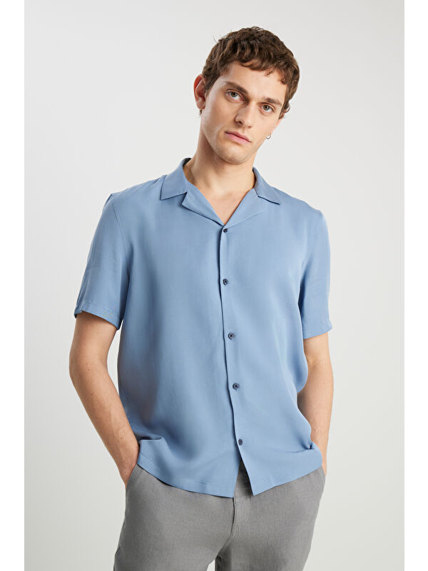 Wrangler Relaxed Fit Yumuşak Dokulu Mavi Gömlek