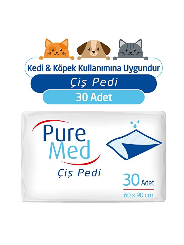 Puremed 60x90 Cm Kedi Köpek Çiş Pedi 30 Adet