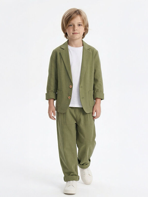 Catz Kids Çağla Dokuma Yumuşak Modal Rahat Ceket Pantolon Takım
