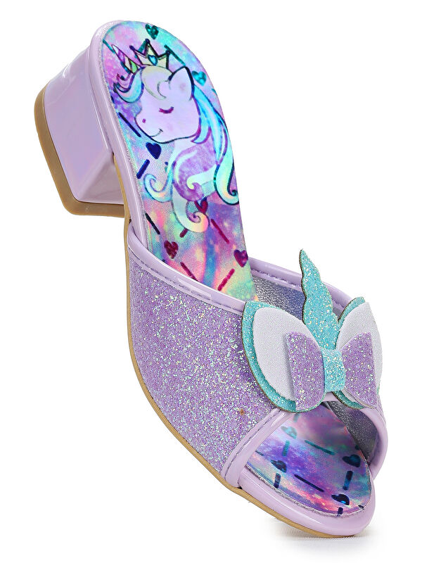 Kız Çocuk Topuklu Simli Abiye Terlik - Görsel 2