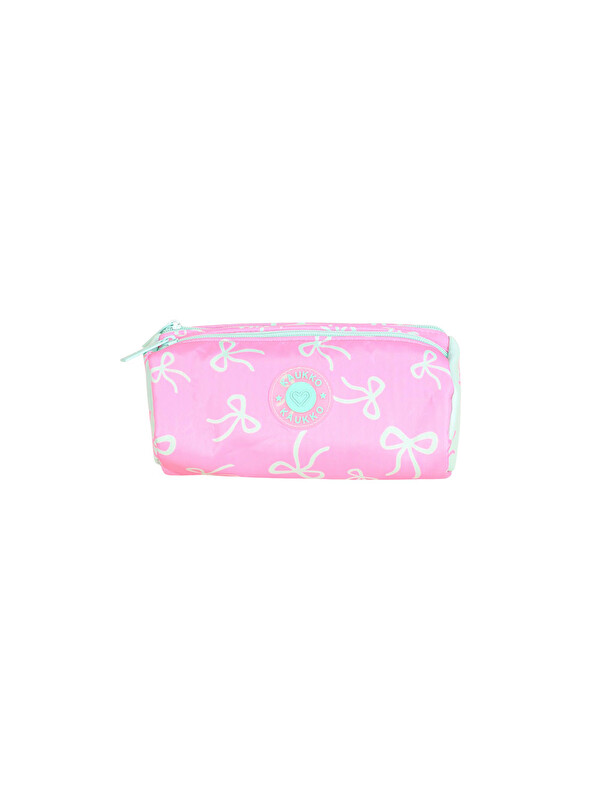 Kaukko Bow Kalem Çantası Mint-Pink K1878