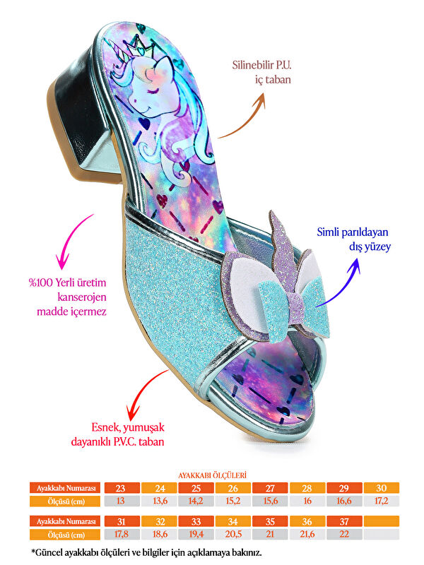 Kız Çocuk Topuklu Simli Abiye Terlik - Görsel 3