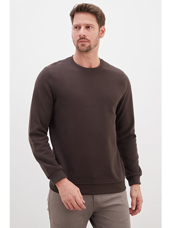 Fullamoda Fitilli Bisiklet Yaka Selanik Örgü Sweatshirt