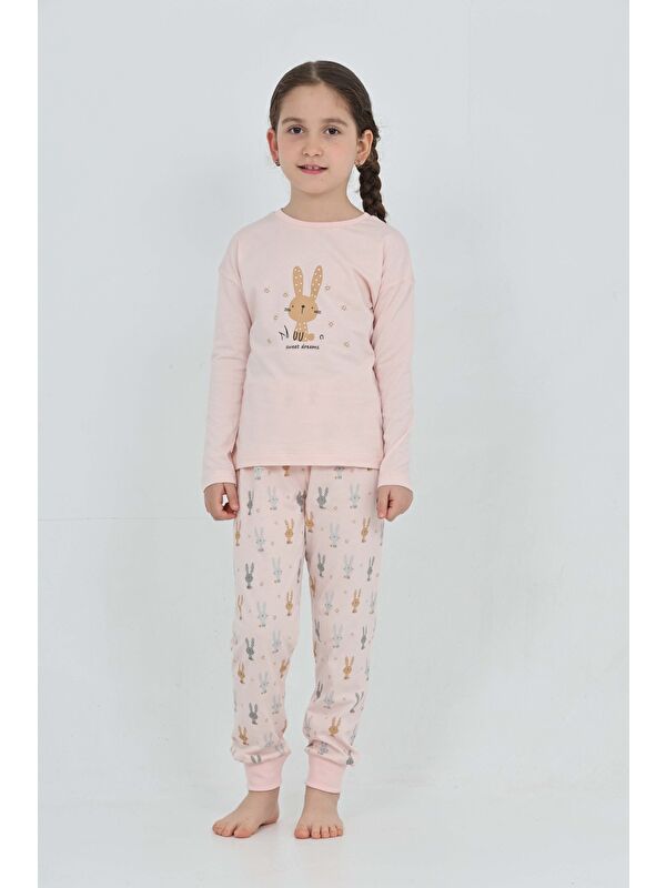 Toontoykids Kız Çocuk Tavşan Baskılı Pijama Takım