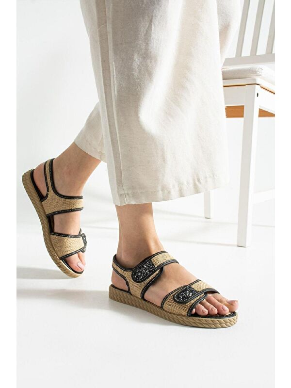 Lossa Hasır Detaylı Bantlı Kadın Sandalet - Görsel 2