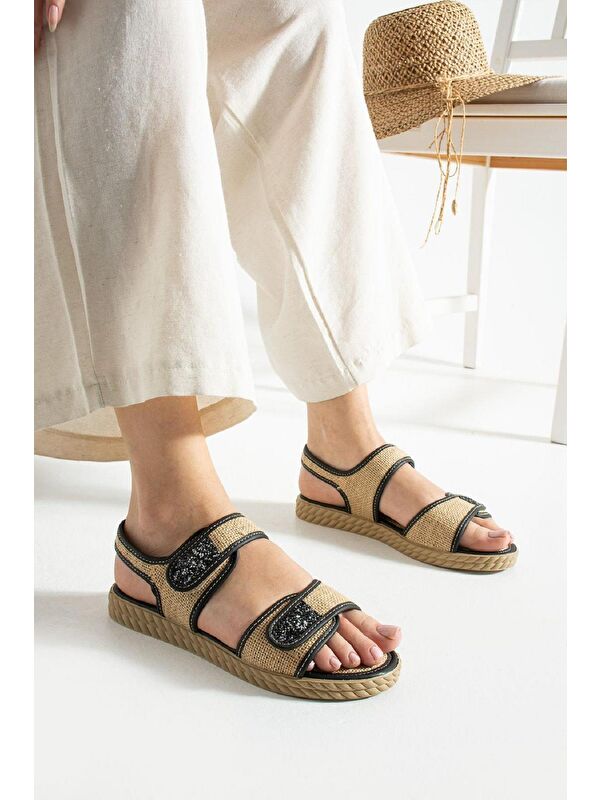 Lossa Hasır Detaylı Bantlı Kadın Sandalet - Görsel 3