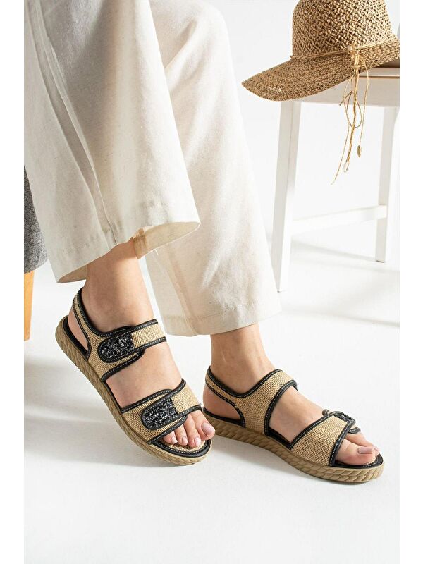 Lossa Hasır Detaylı Bantlı Kadın Sandalet - Görsel 4