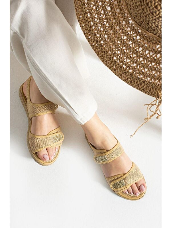 Lossa Hasır Detaylı Bantlı Kadın Sandalet - Görsel 4