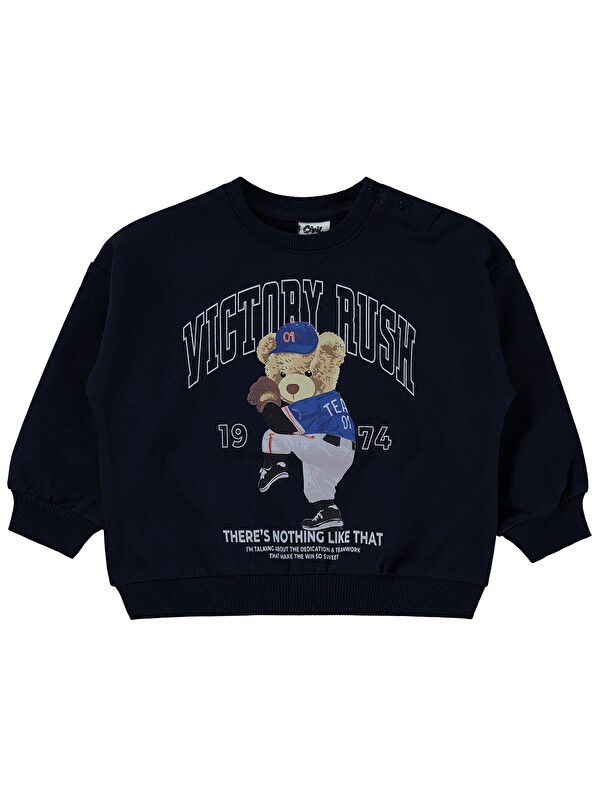 Civil Baby Teddy Bear Baskılı 6-18 Ay Sweatshirt - Lacivert