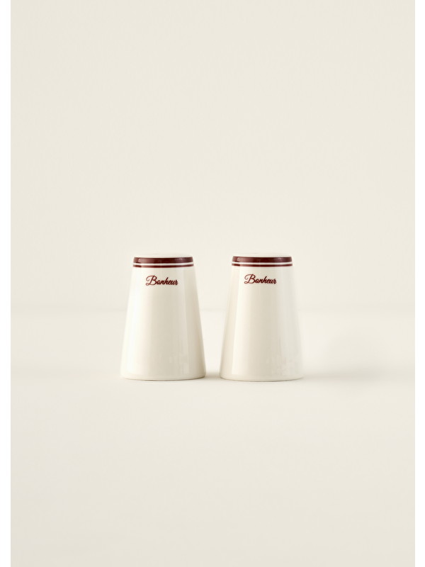Bella Maison Bonheur Porselen Tuzluk-Biberlik Seti Bordo (8 cm)