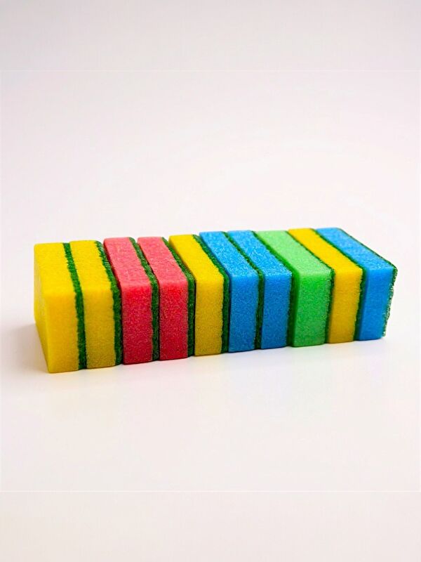 Technow Klasik 9 X 6 Cm 4 Renkli Düz Bulaşık Süngeri 10 Adet