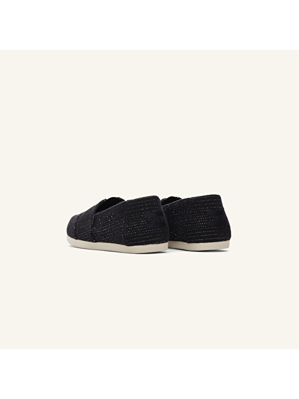 Toms Siyah Toms Espadril Alpargata Kadın 10020656 10020665 Classic Metallic Linen Stripe
