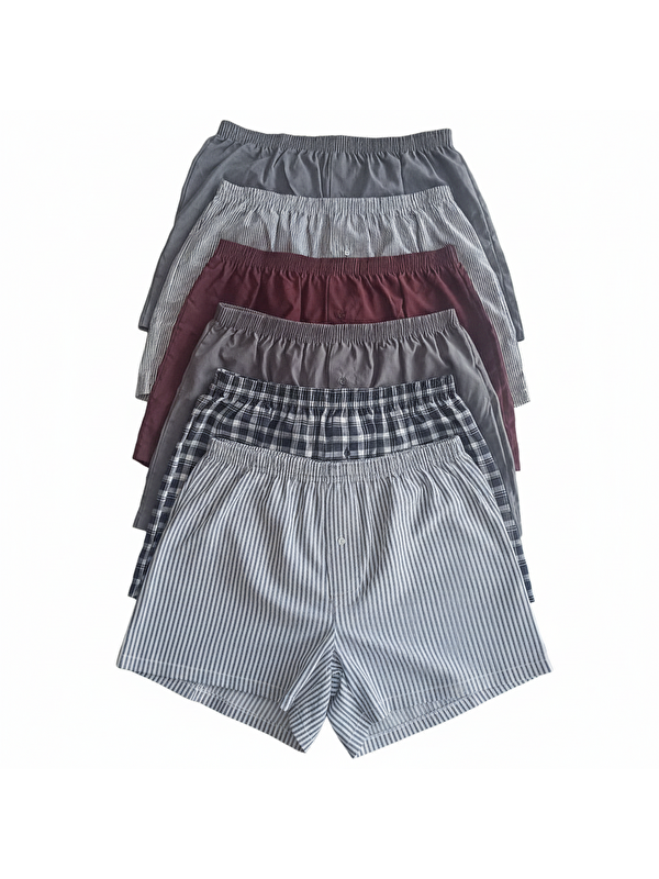 Bonbon Erkek 6'Lı Paket Karışık Renk Dokuma Kumaş Boxer Bb2684