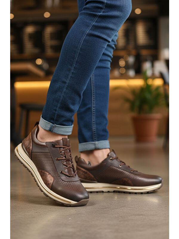 Voyager Kahverengi Voyager Hakiki Deri Bağcıklı Erkek Casual Ayakkabı