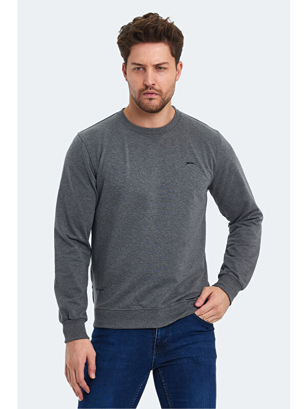 SLAZENGER ORVAR IN Erkek Sweatshirt Koyu Gri