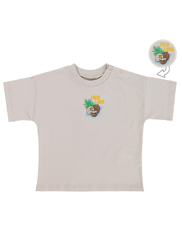 Civil Baby Coco Labs Baskılı 6-18 Ay Tişört - Bej
