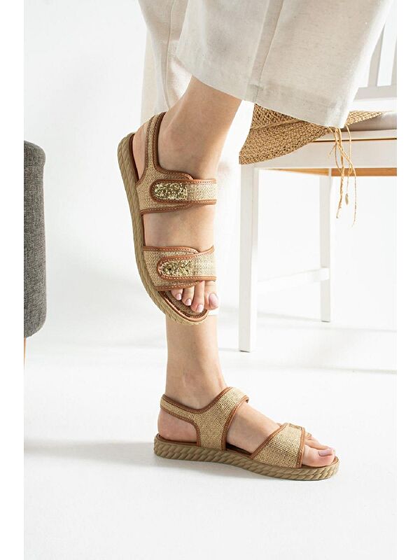 Lossa Hasır Detaylı Bantlı Kadın Sandalet - Görsel 2
