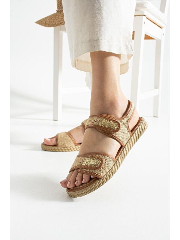 Lossa Hasır Detaylı Bantlı Kadın Sandalet - Görsel 3