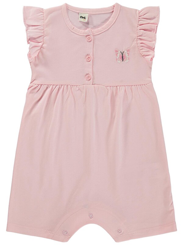 Civil Baby Kelebek Baskılı Kolu Büzgülü 6-18 Ay Tulum - Pembe
