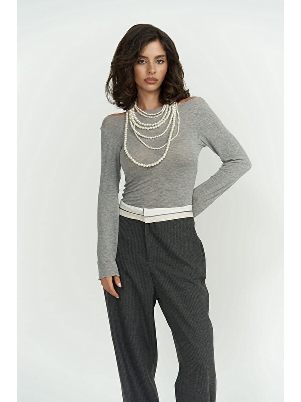 Mai Collection Zelmira Füme Ters Kemer Pantolon