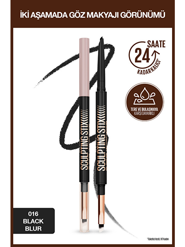 Maybelline New York Sculpting Stix Çift Uçlu Göz Kalemi - 016 Black Blur