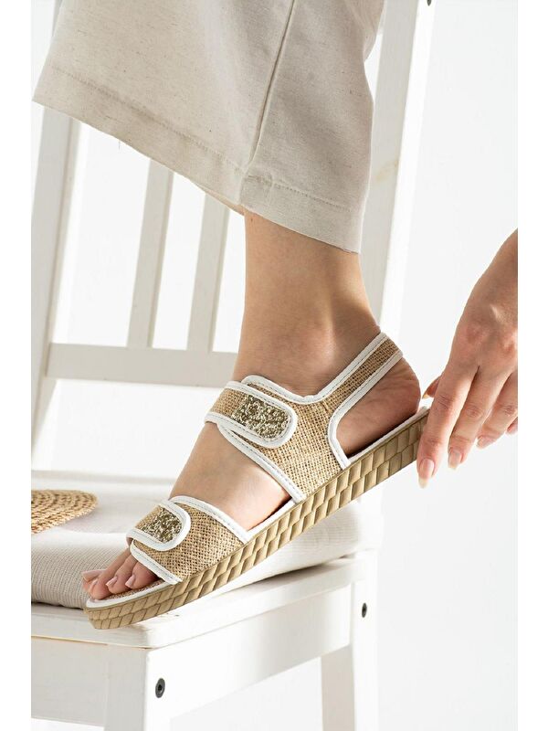 Lossa Hasır Detaylı Bantlı Kadın Sandalet - Görsel 3