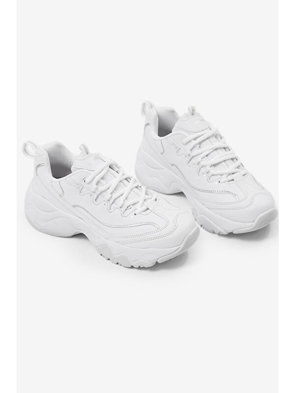 Tonny Black Beyaz Tonny Black Rahat Kalip Kadın Yüksek Taban Bağcıklı Spor Ayakkabı